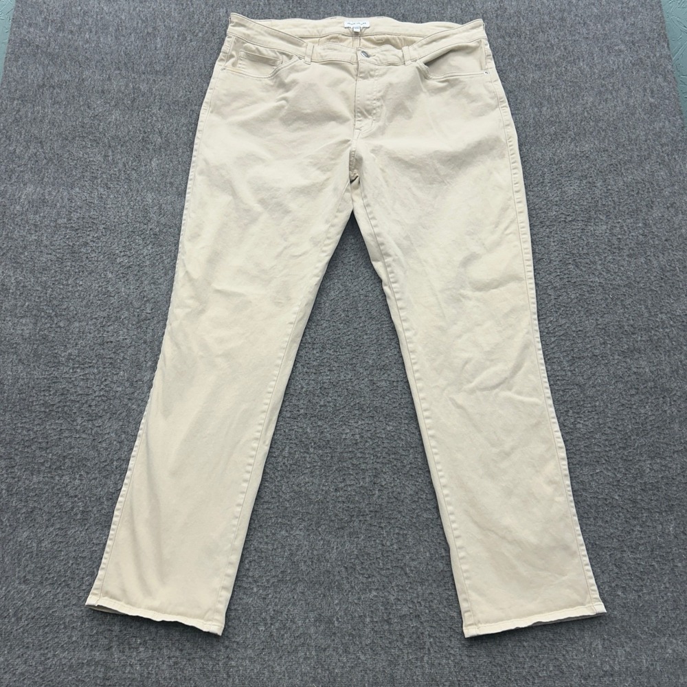 Peter Millar Signature Sateen Pants Mens 38X32 Khaki Beige Classic Fit 5-Pocket